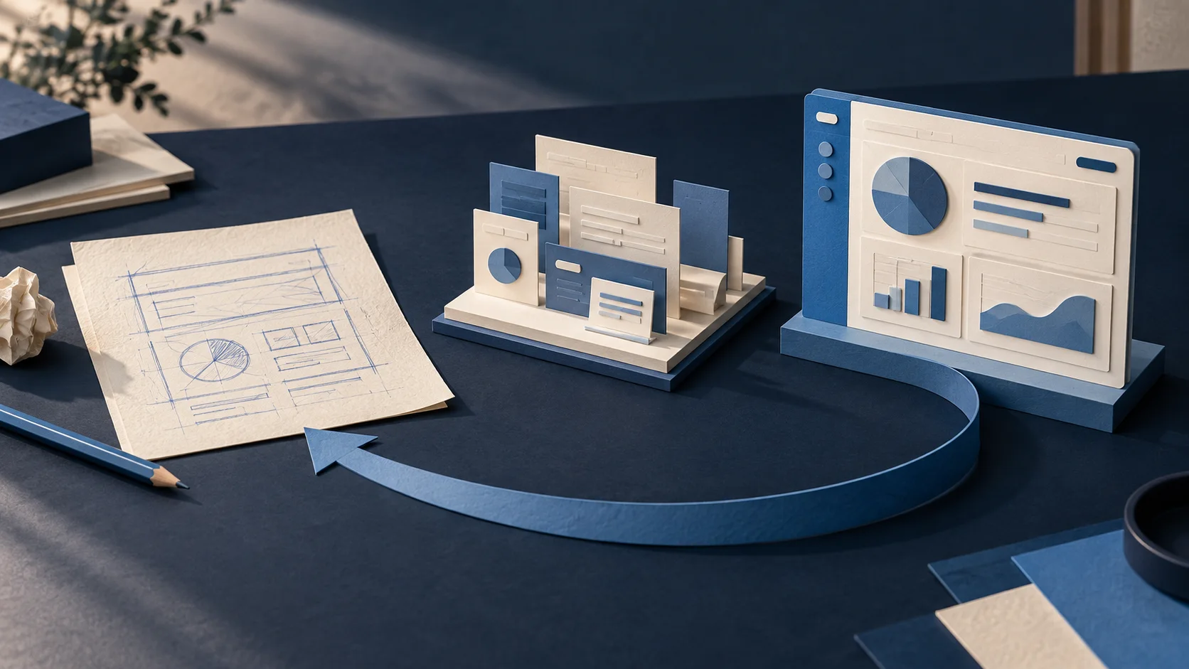 Sketch, prototype and product connected in an iteration loop